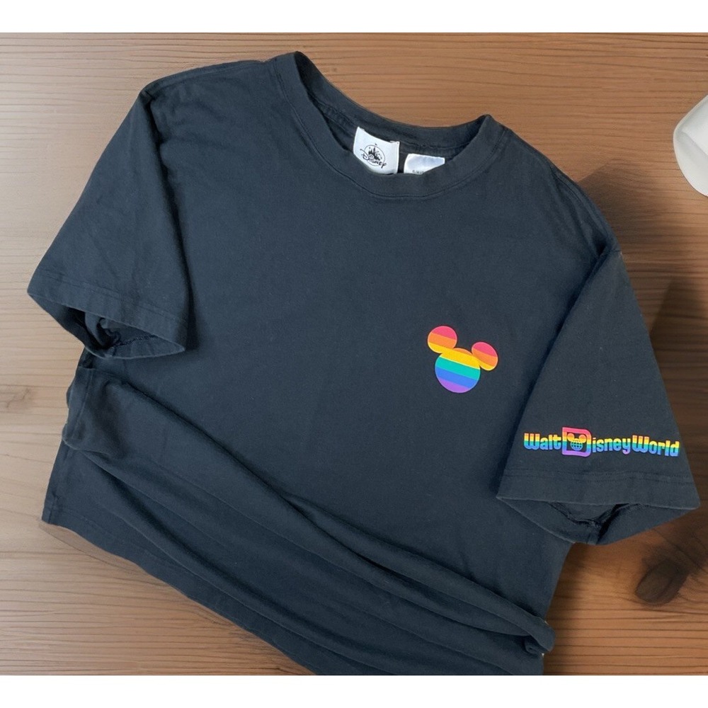 Disney‎ Parks Pride Rainbow Collection Mickey Mouse T-Shirt Unisex Large Black
